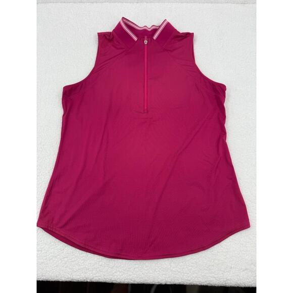 Jofit Pink Quarter Zip Collared Lightweight Sleeveless Polo Top Large - Picture 2 of 5